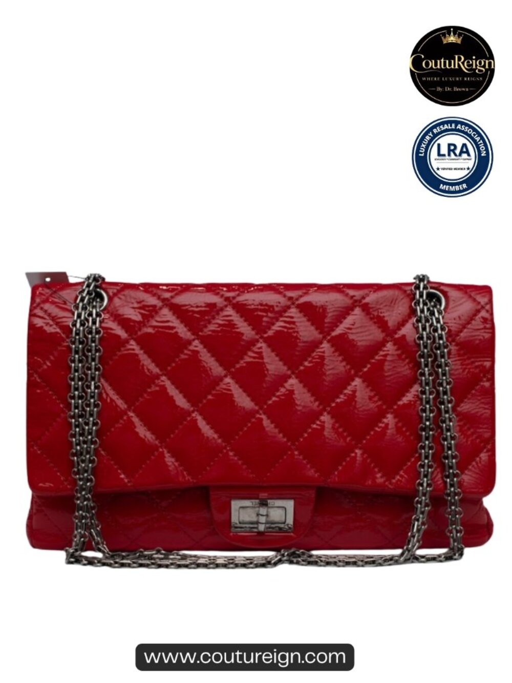 Chanel Red Patent Leather Quilted Flap Bag